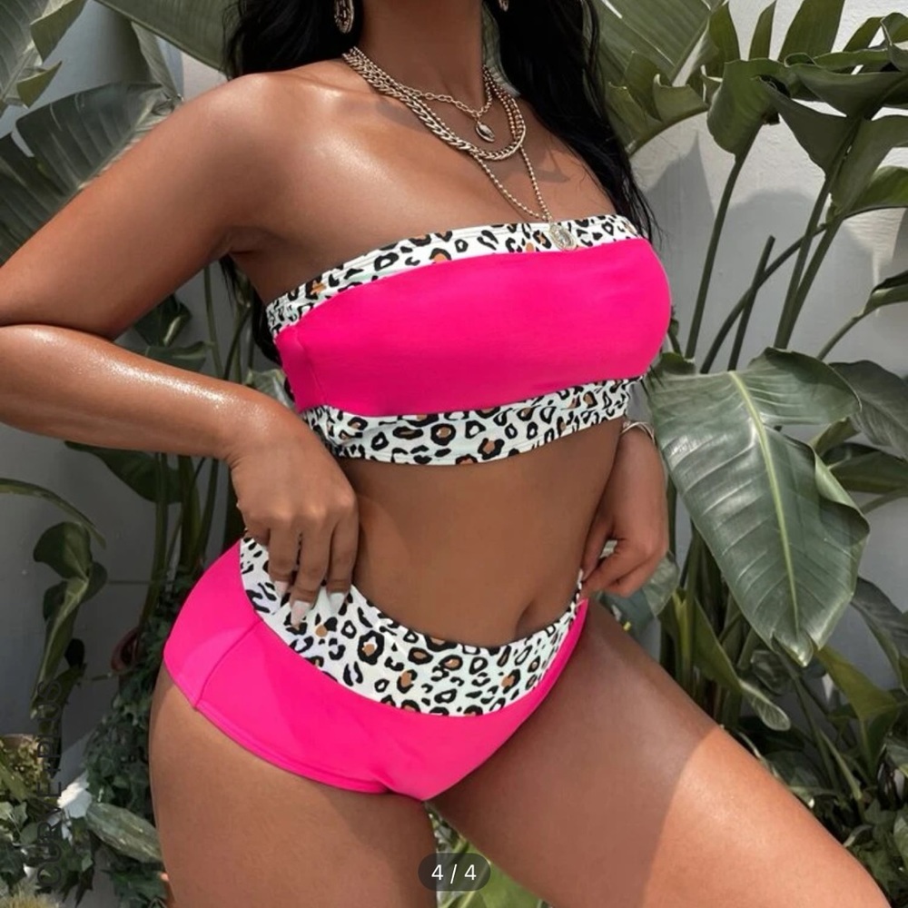 Shein leopard hot pink bathing suit